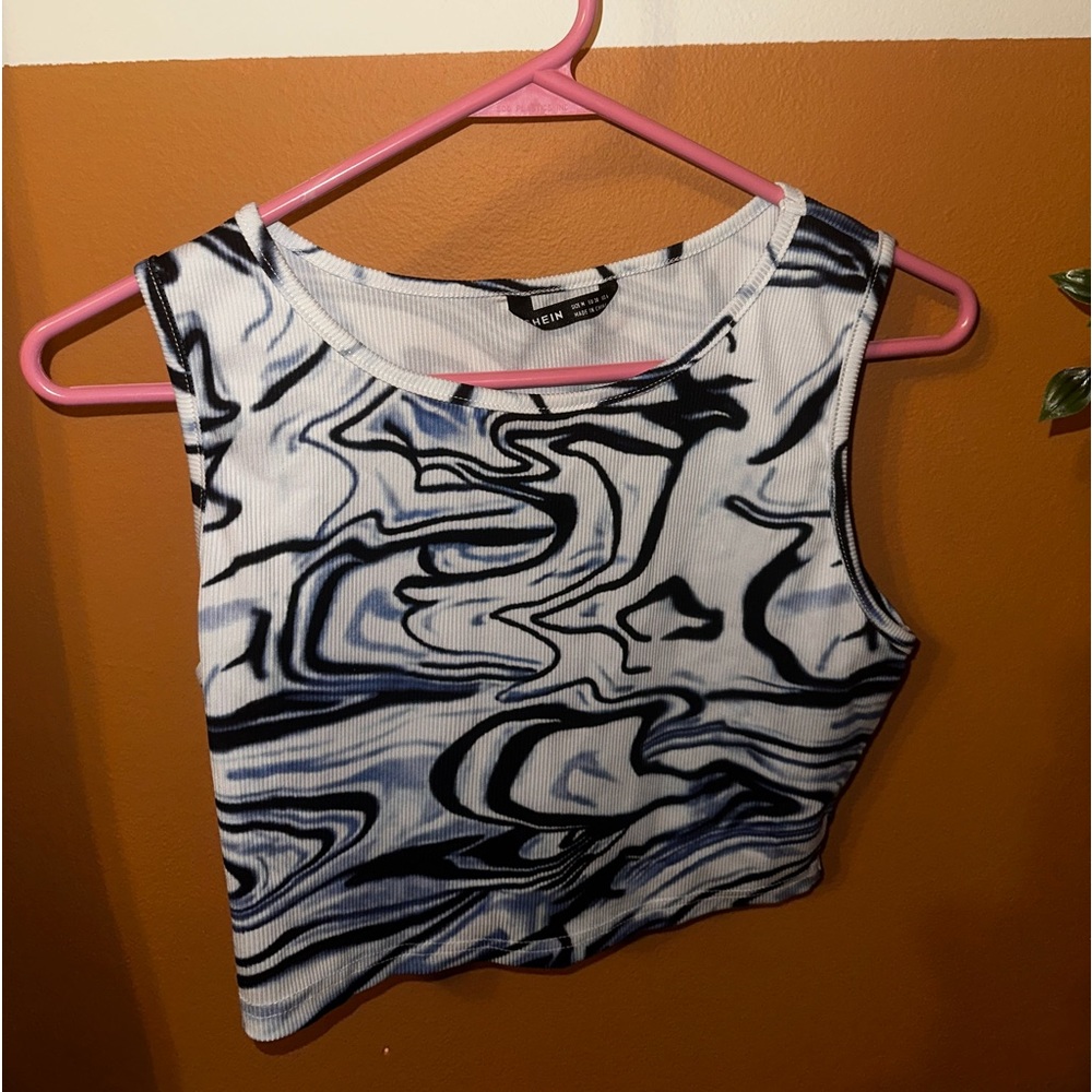 Marble Rib-knit tank top